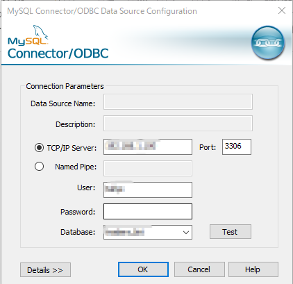 MySQL_Connector/ODBCの画面